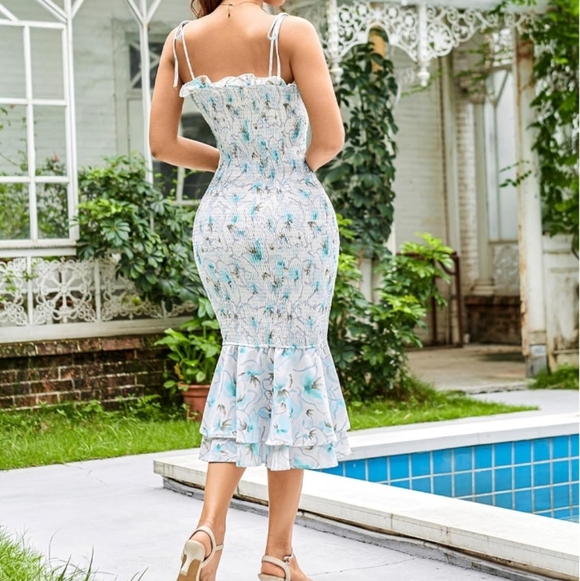 Grace Karin Floral Smocked Mermaid Ruffled Sun Dress  NEW - Picture 7 of 10